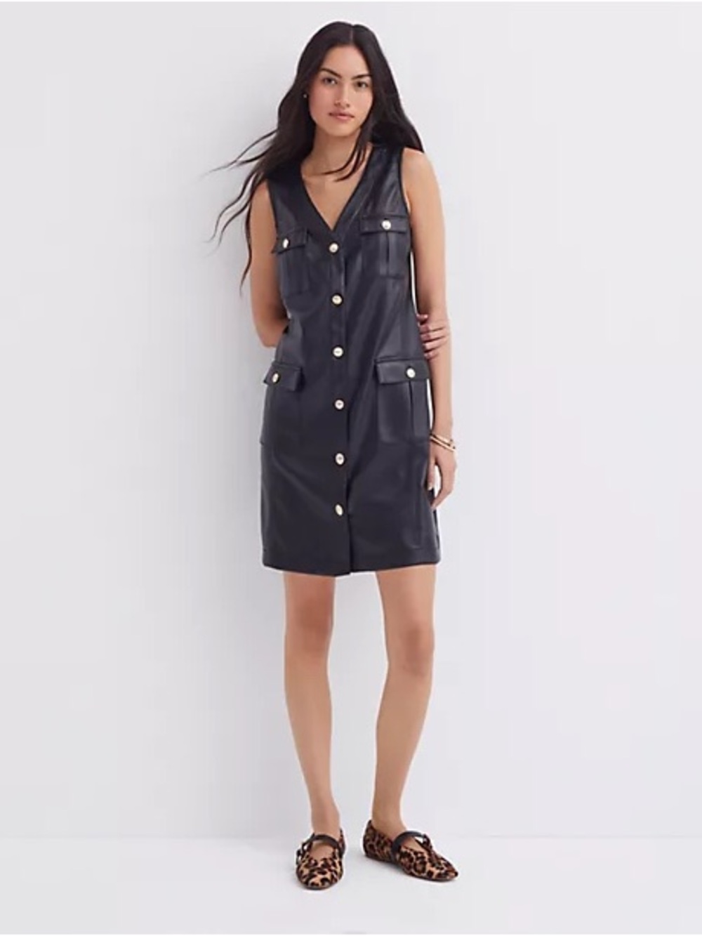 LOFT- faux leather dress